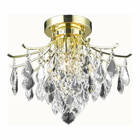 LIVING DISTRICT 12 in. Amelia 3 Lights Flush Mount Ceiling Light, Gold LD8100F16G